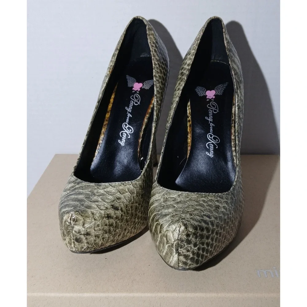 Snake Skin Black & Gray Print Penny Loves kenny‎ 5' Stilleto Heels Size 7 #1352